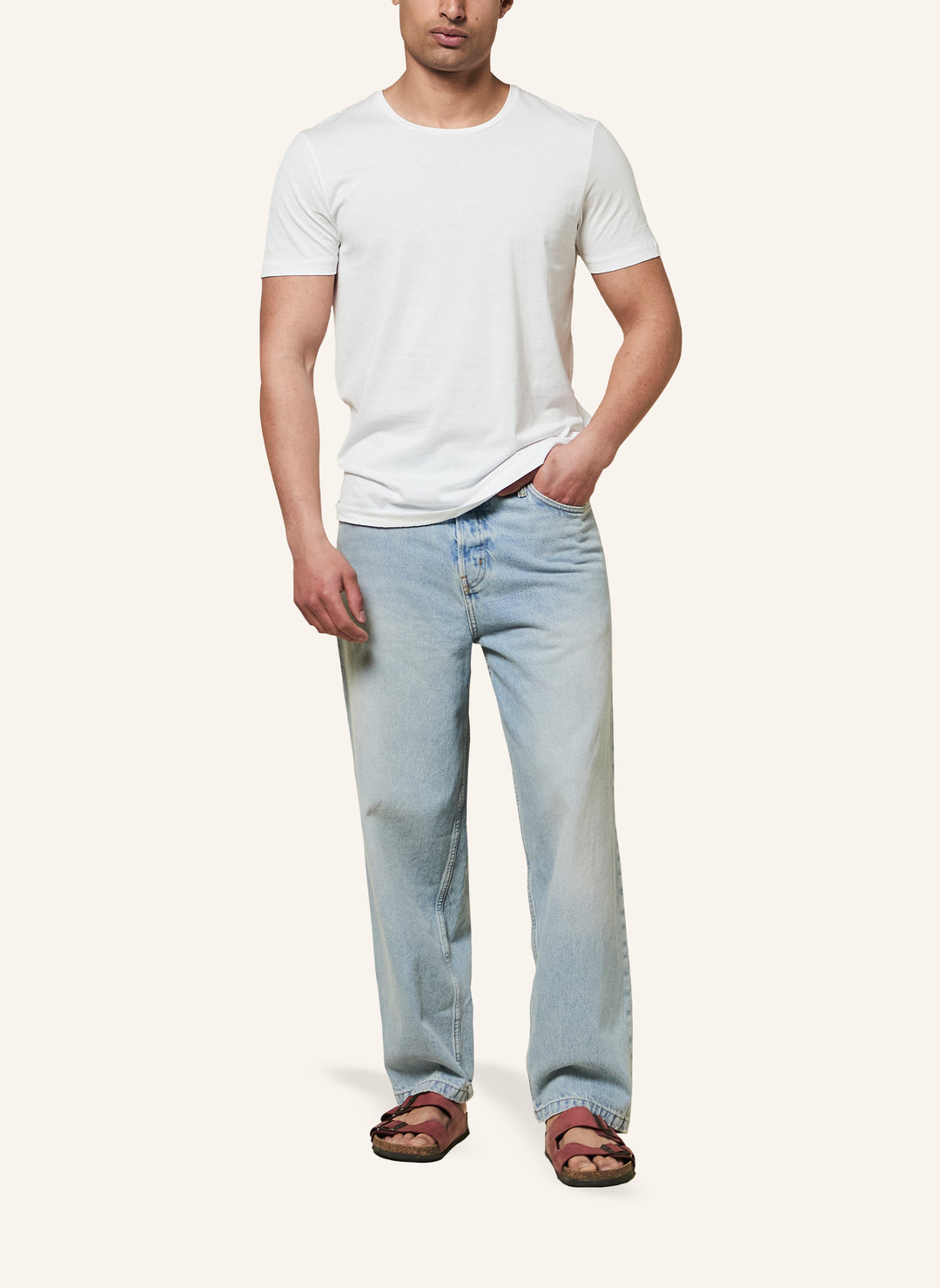 T-Shirt white slim fit Rundhals