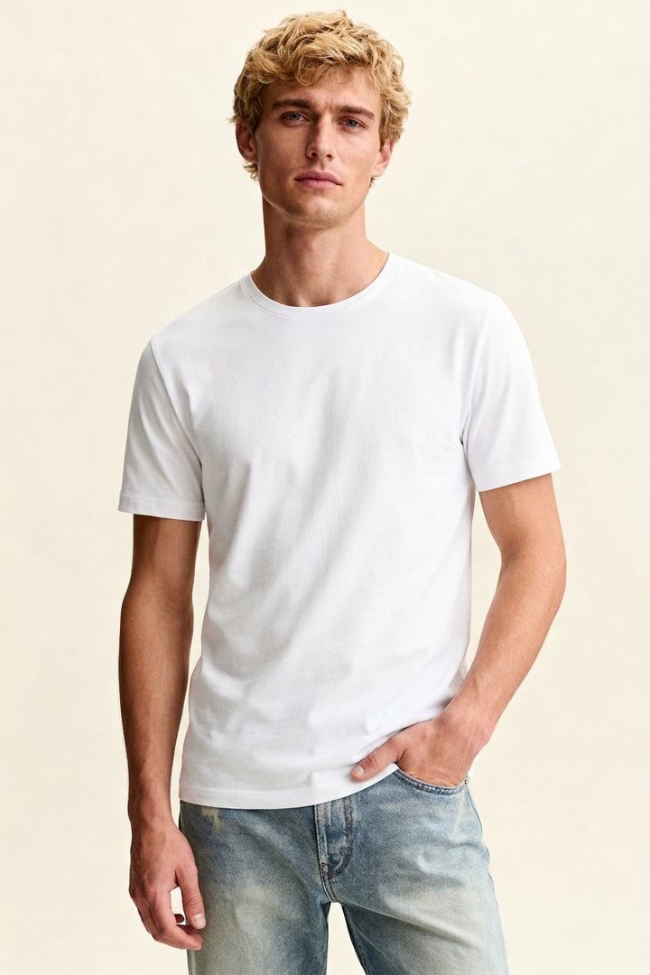 T-Shirt white slim fit Rundhals