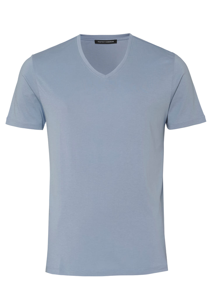 T-shirt misty blue slim fit V-neck