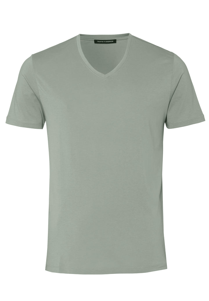 T-shirt white sage slim fit V-neck