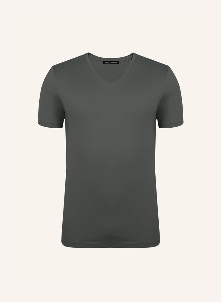 T-Shirt shark gray slim fit V-neck
