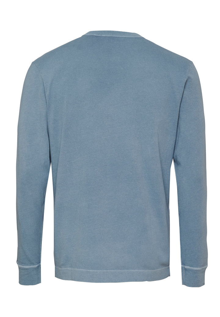 Longsleeve Shirt misty blue regular fit Rundhals