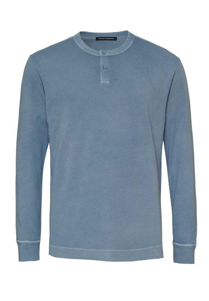 Longsleeve Shirt misty blue regular fit Rundhals