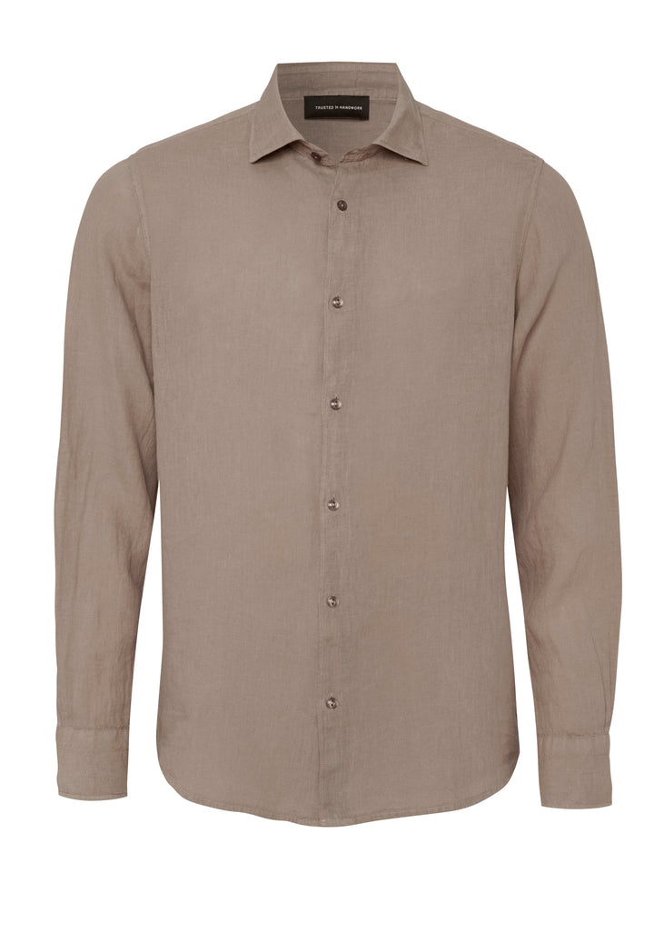Long-sleeve shirt teak regular fit crew neck