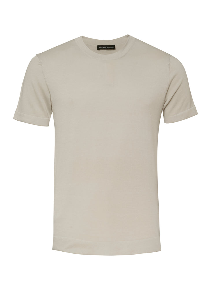 Knitted T-shirt linen slim fit round neck