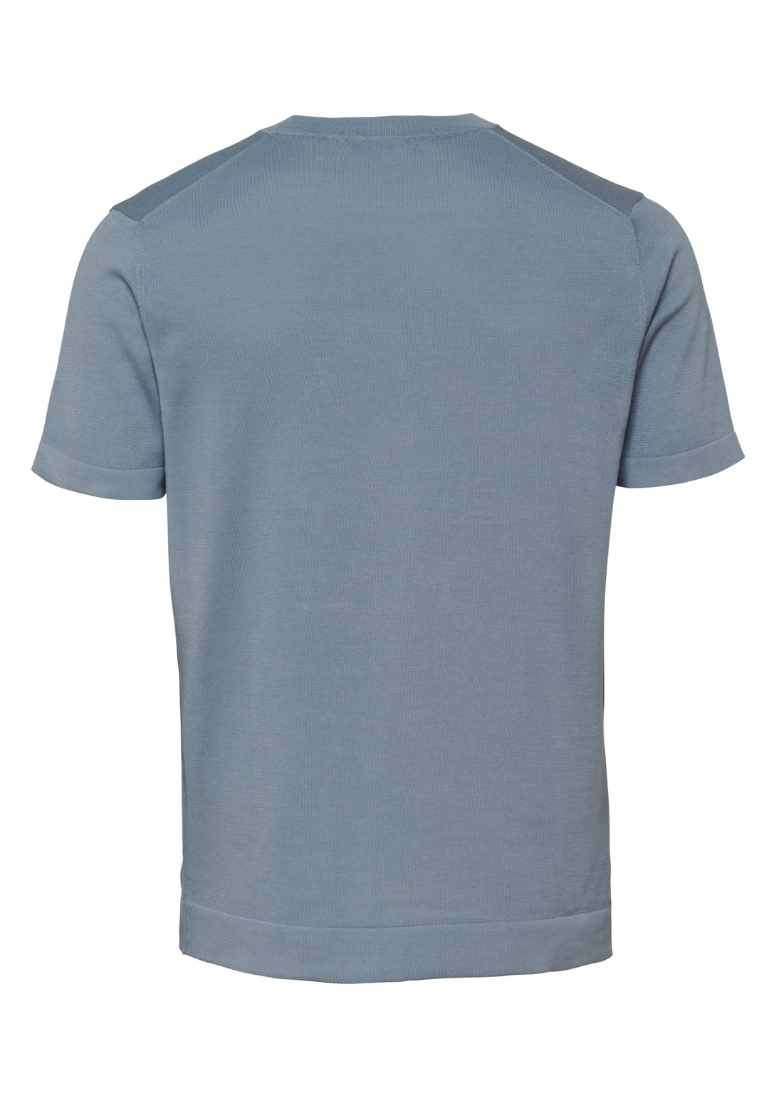 Knitted T-shirt misty blue slim fit crew neck