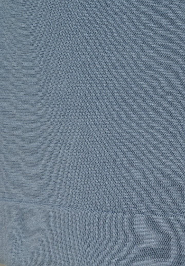 Knitted T-shirt misty blue slim fit crew neck