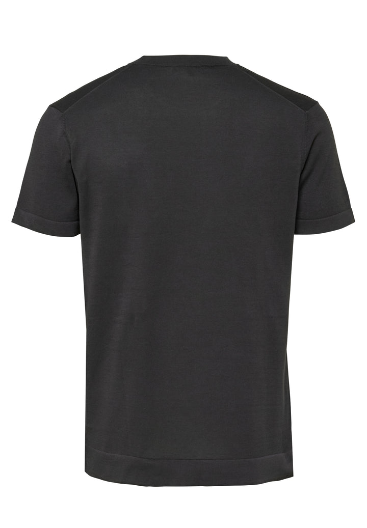 Knitted T-shirt graphite slim fit crew neck