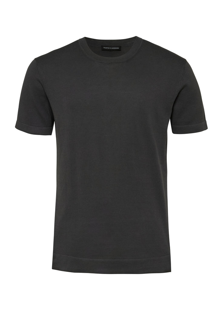 Knitted T-shirt graphite slim fit crew neck