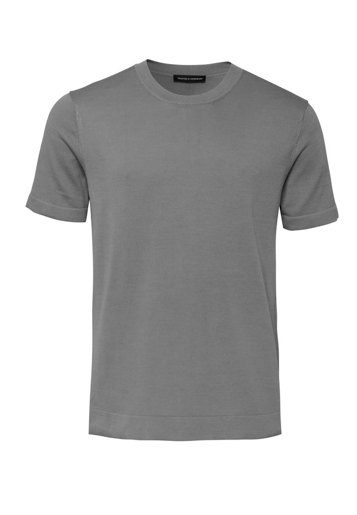 Knitted T-shirt shark grey slim fit crew neck
