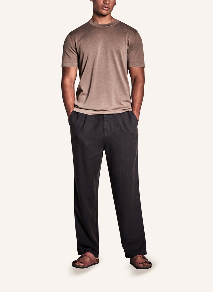 Knitted T-shirt teak slim fit crew neck