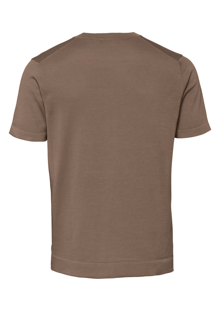 Knitted T-shirt teak slim fit crew neck