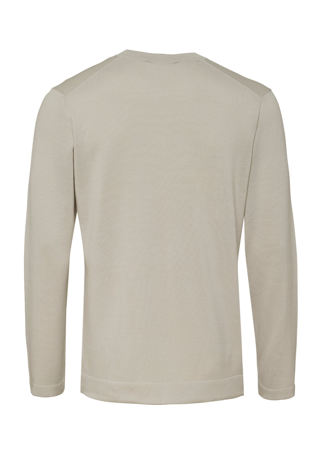 Knitted Long-Sleeve Shirt Linen Slim Fit Round Neck