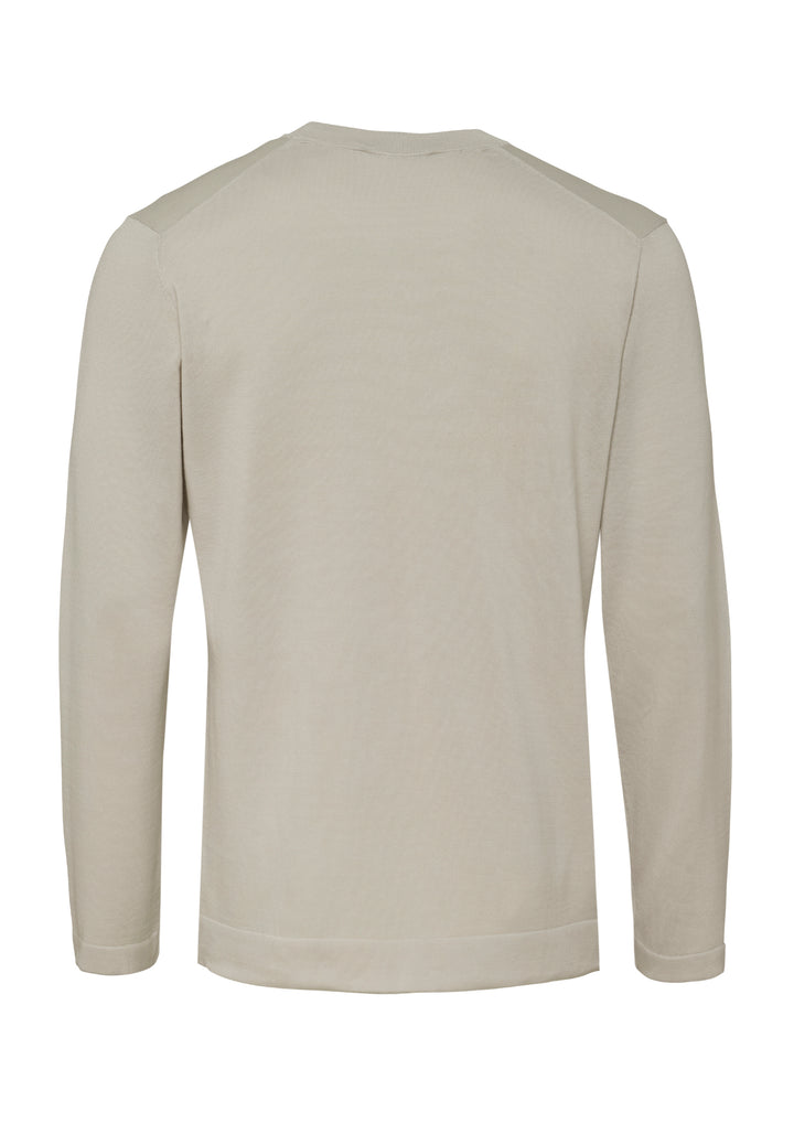 Knitted Long-Sleeve Shirt Linen Slim Fit Round Neck