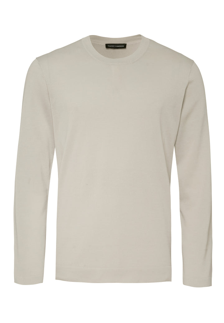 Knitted Long-Sleeve Shirt Linen Slim Fit Round Neck