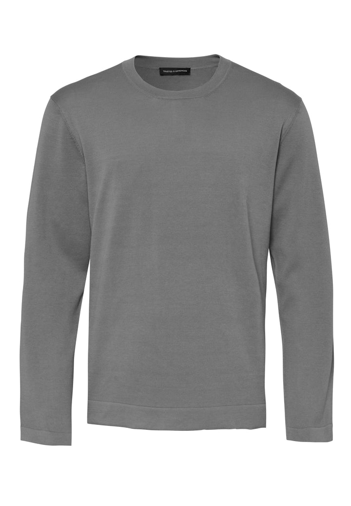 Knitted Long-Sleeve Shirt shark grey slim fit crew neck