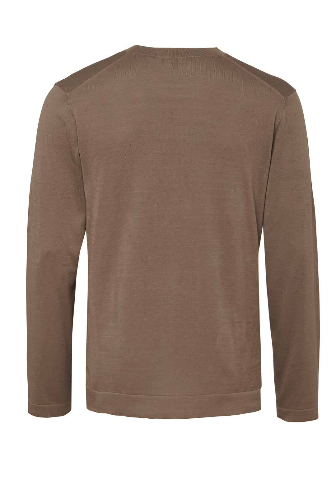Knitted Longsleeve Shirt teak slim fit Crew Neck