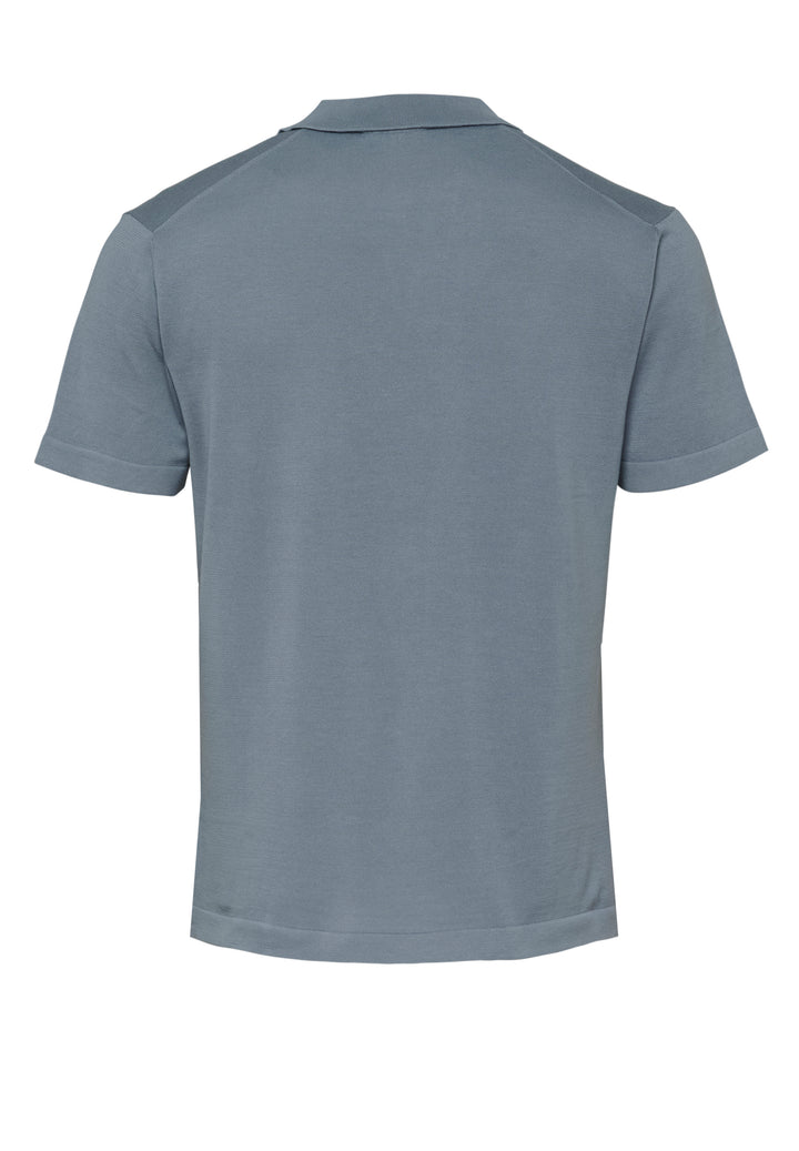 Knitted Polo misty blue slim fit Polo collar