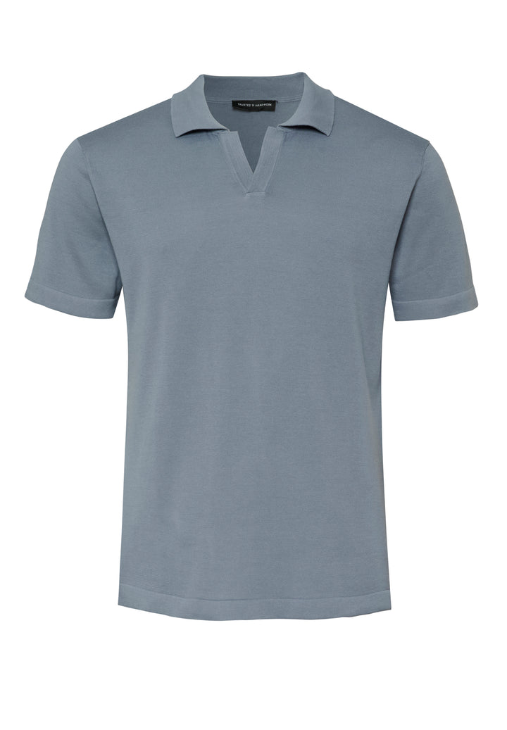 Knitted Polo misty blue slim fit Polo collar