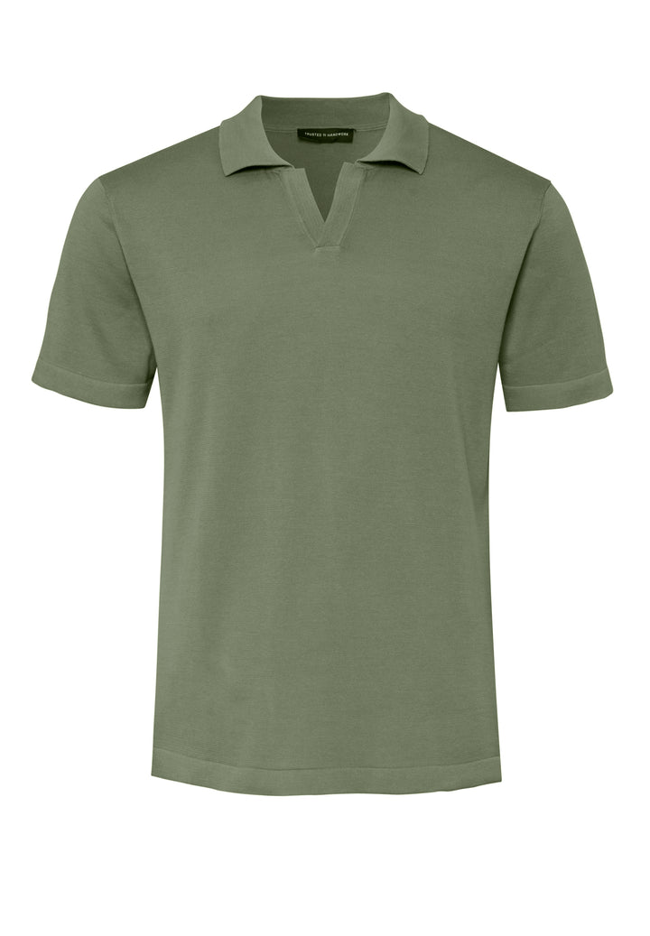 Knitted Polo faded pine slim fit polo collar