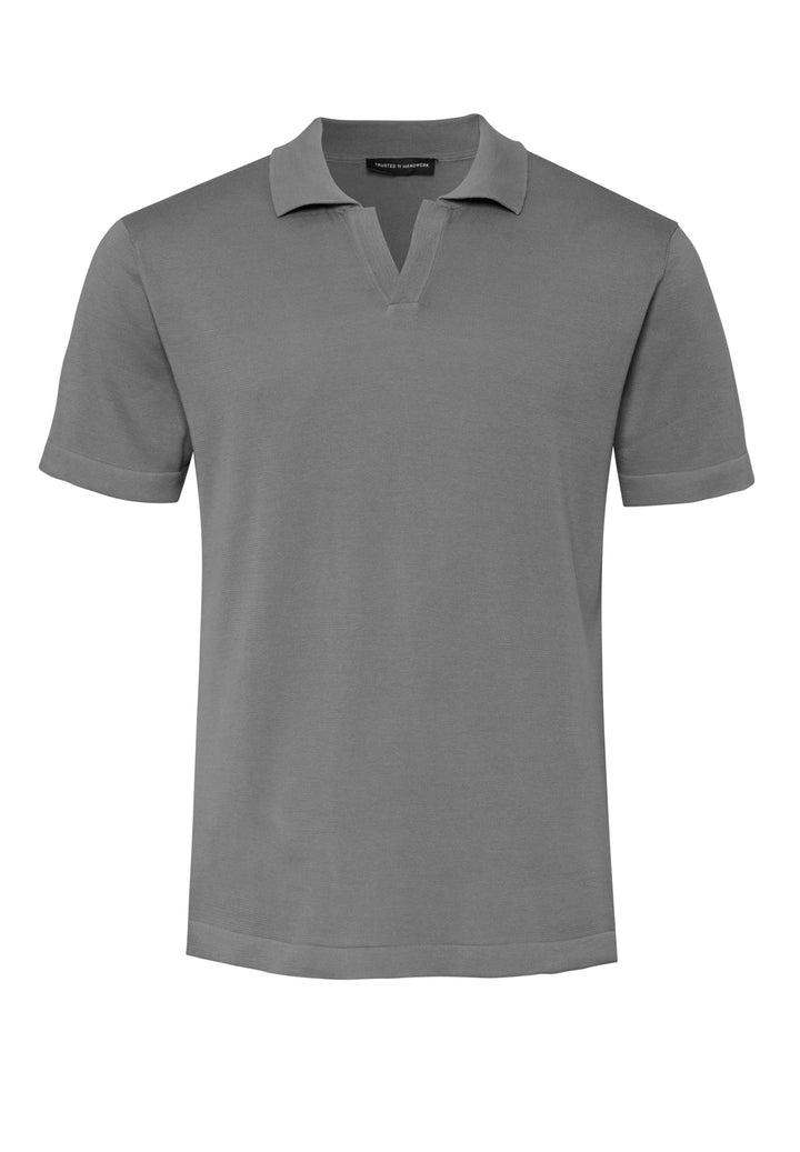 Knitted polo shirt shark gray slim fit polo collar