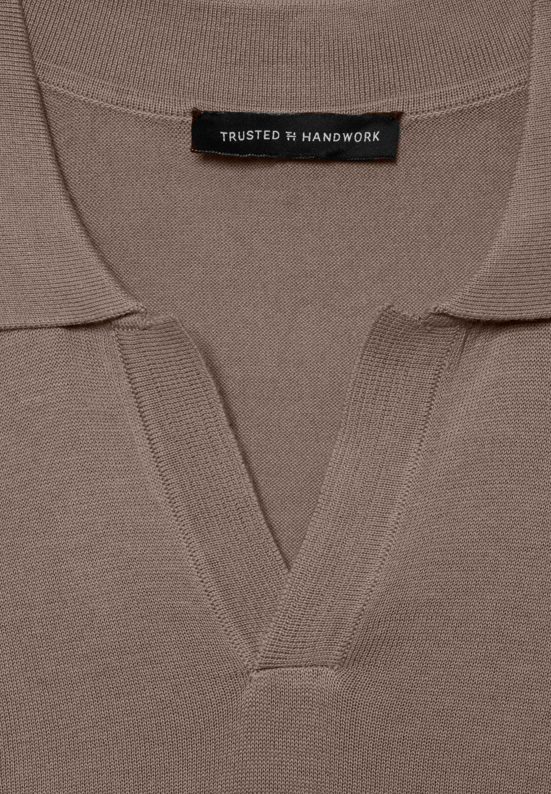 Knitted Polo teak slim fit Polo collar