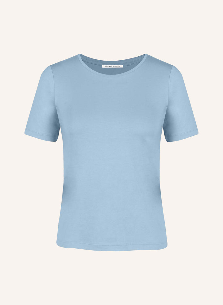 T-Shirt Woman blue cashmere slim fit Rundhals