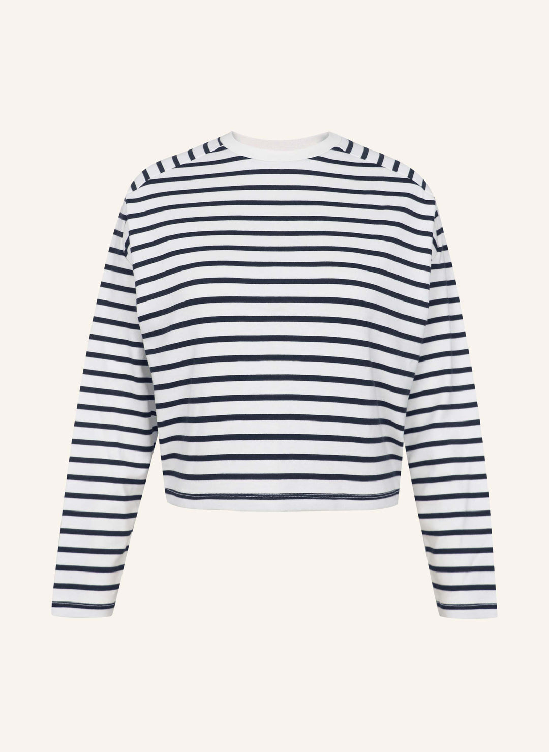 Longsleeve Shirt Woman off white & meta blue regular fit Round neck