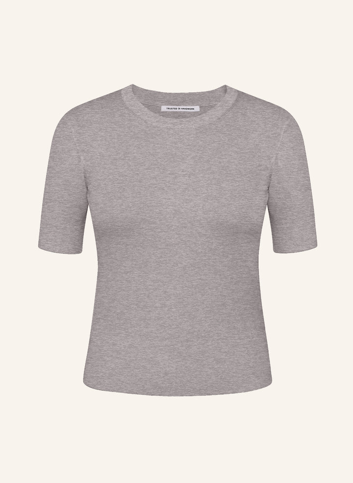 T-Shirt Woman grey melange slim fit Rundhals